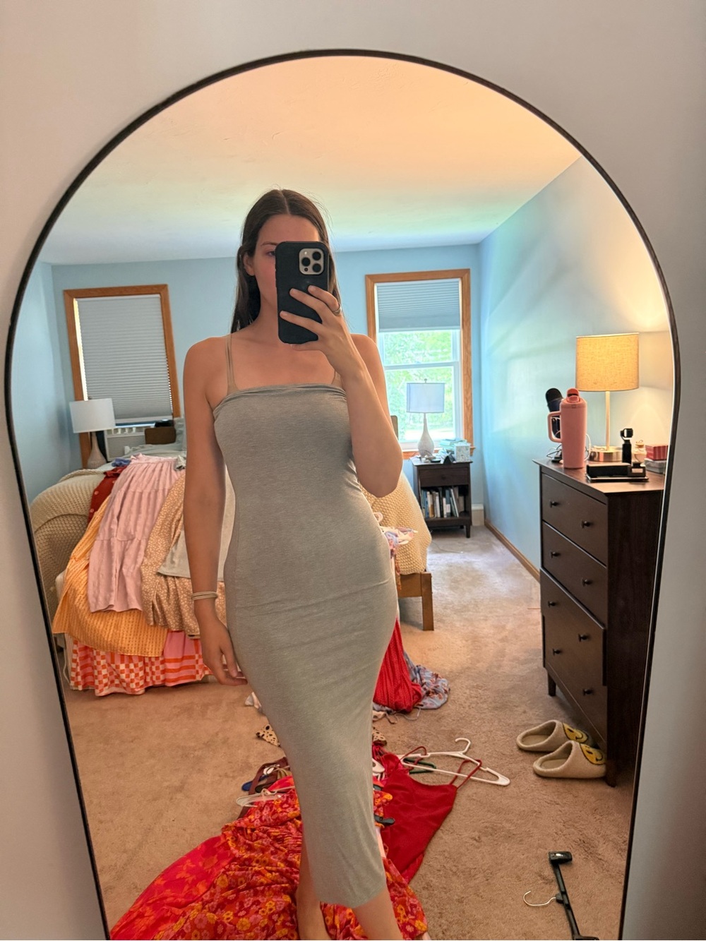 Amazon Grey Strapless Tube Style Maxi Dress for Women